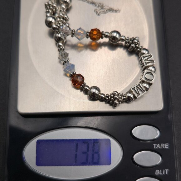 7 Inch Sterling Silver Handmade Mom Magnetic Clasp Bracelet B941 - Picture 6 of 6